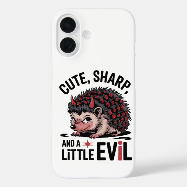 Cute, Sharp, and a Little Evil – Funny Hedgehog Case-Mate iPhone Case (Back)