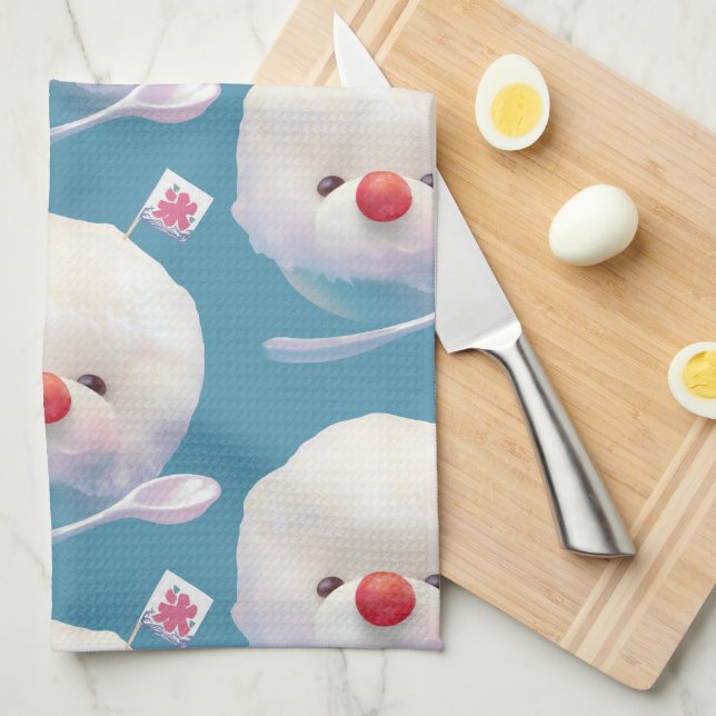 Cute Shaved Ice Dog Pattern Kitchen Towel (Quarter Fold)