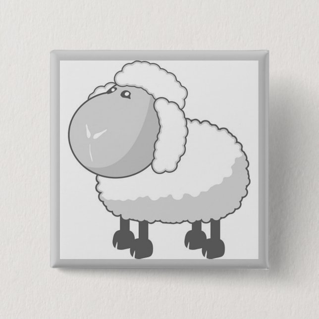 Cute Sheep 2 Inch Square Button (Front)