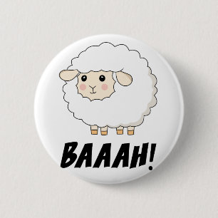 Cute Sheep Baaah 2 Inch Round Button