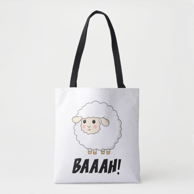 Cute Sheep Baaah Tote Bag (Front)