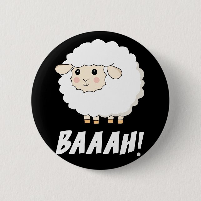 Cute Sheep Baah 2 Inch Round Button (Front)