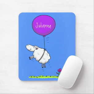Cute sheep balloon cartoon humor illustration mouse pad