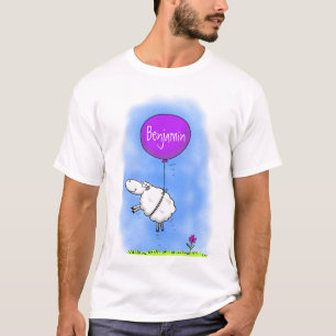 Cute sheep balloon cartoon humor illustration T-Shirt