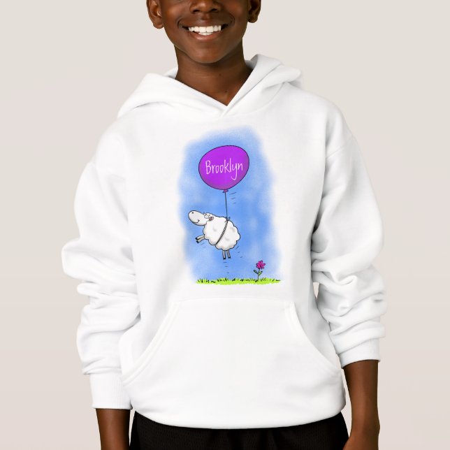 Cute sheep balloon cartoon humour illustration (Front)