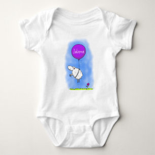 Cute sheep balloon cartoon humour illustration baby bodysuit