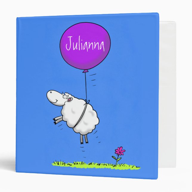 Cute sheep balloon cartoon humour illustration binder (Front/Inside)