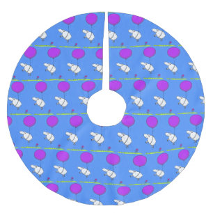 Cute sheep balloon cartoon humour illustration brushed polyester tree skirt
