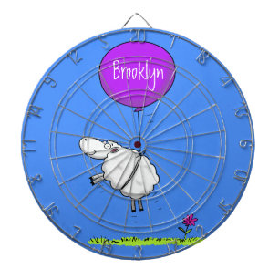 Cute sheep balloon cartoon humour illustration dartboard