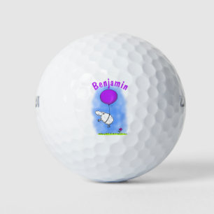 Cute sheep balloon cartoon humour illustration golf balls