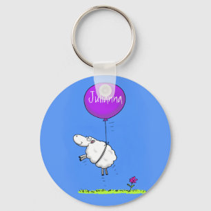 Cute sheep balloon cartoon humour illustration keychain