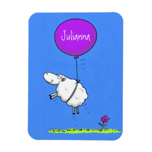 Cute sheep balloon cartoon humour illustration magnet