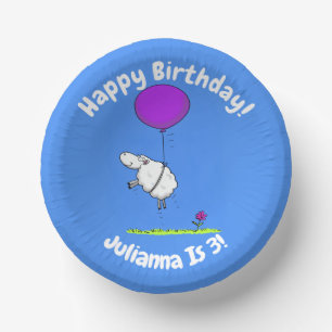 Cute sheep balloon cartoon humour illustration paper plate