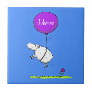 Cute sheep balloon cartoon humour illustration tile