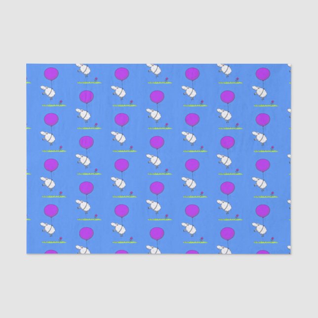 Cute sheep balloon cartoon humour illustration tissue paper (Front)
