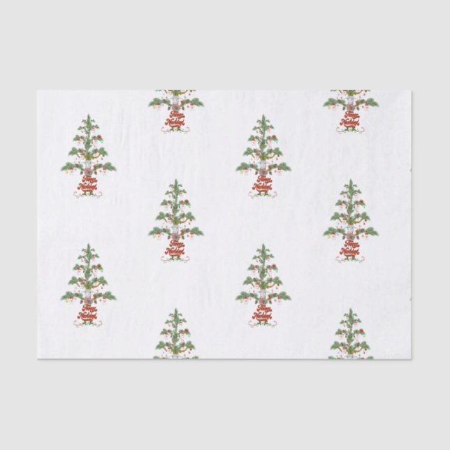 Cute Sheep Christmas Tree  Fleece Navidad Tissue Paper (Front)