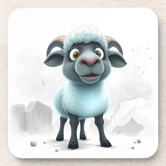Cute Sheep Cozy Design Coaster (Front)