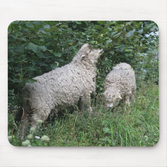 Cute Sheep Eating Leaves Mousepad (Front)