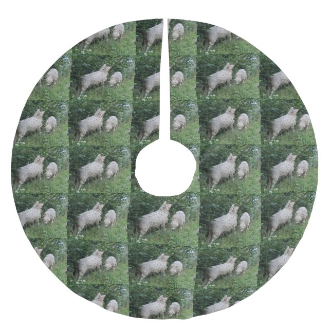 Cute Sheep Eating Leaves Tree Skirt (Front)