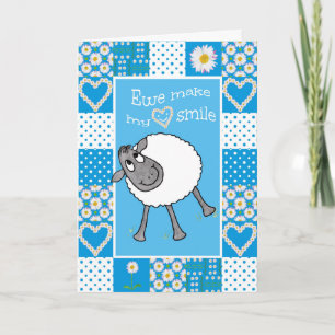 Cute Sheep, Ewe Make My Heart Smile Greeting Card
