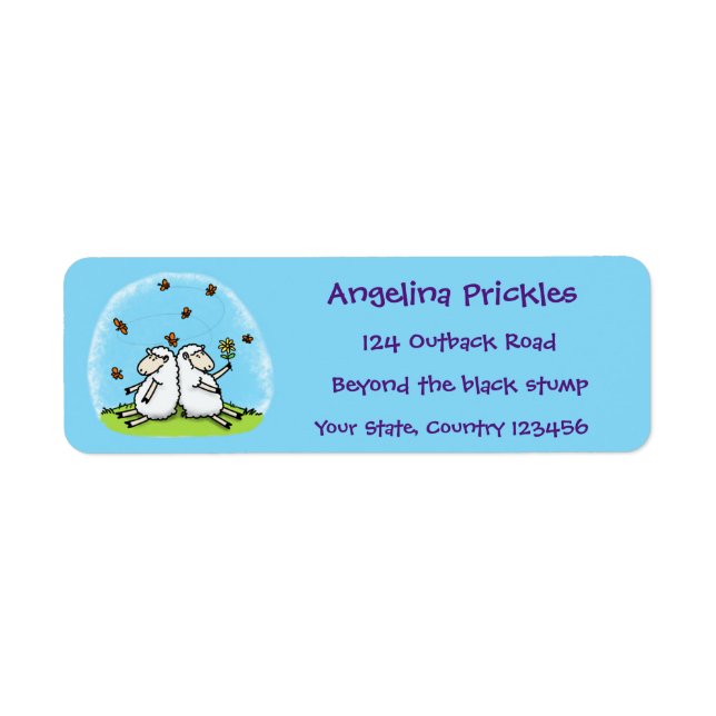 Cute sheep friends and butterflies cartoon (Front)