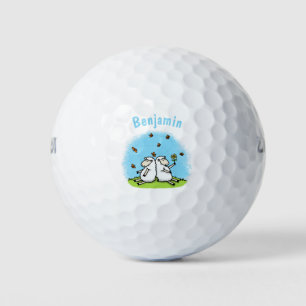 Cute sheep friends and butterflies cartoon golf balls
