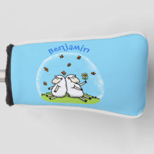 Cute sheep friends and butterflies cartoon golf head cover