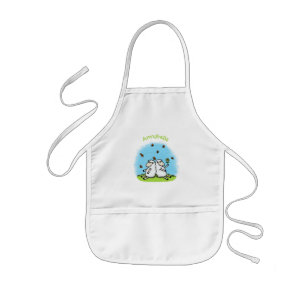 Cute sheep friends and butterflies cartoon kids apron