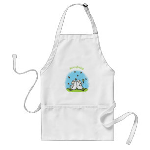 Cute sheep friends and butterflies cartoon standard apron