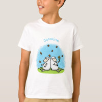 Cute sheep friends and butterflies cartoon