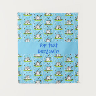 Cute sheep friends and butterflies cartoon  tapestry