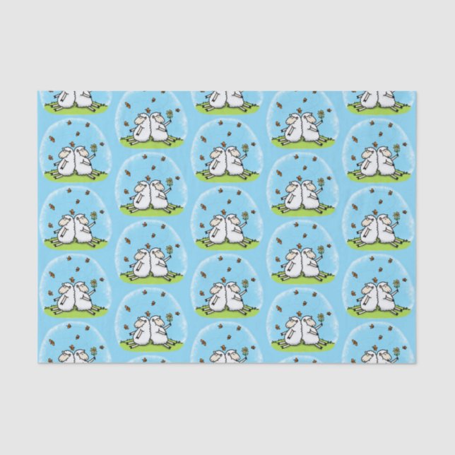 Cute sheep friends and butterflies cartoon tissue paper (Front)
