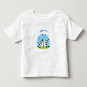 Cute sheep friends and butterflies cartoon toddler t-shirt