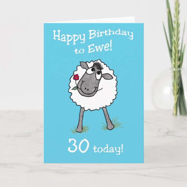Cute Sheep Happy Birthday to Ewe Age-Specific Card (Front)