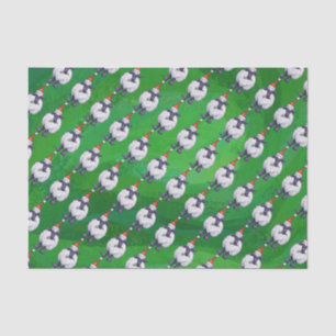 Cute Sheep in Santa Hat On Green Tissue Paper