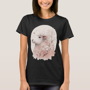 Cute Sheep Japanese Cherry Blossom Sakura Farm Ani T-Shirt