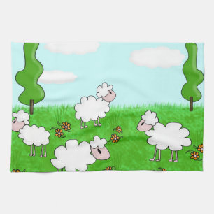 Cute Sheep Kids Illustration Kitchen Towel