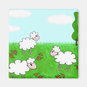 Cute Sheep Kids Illustration Magnet