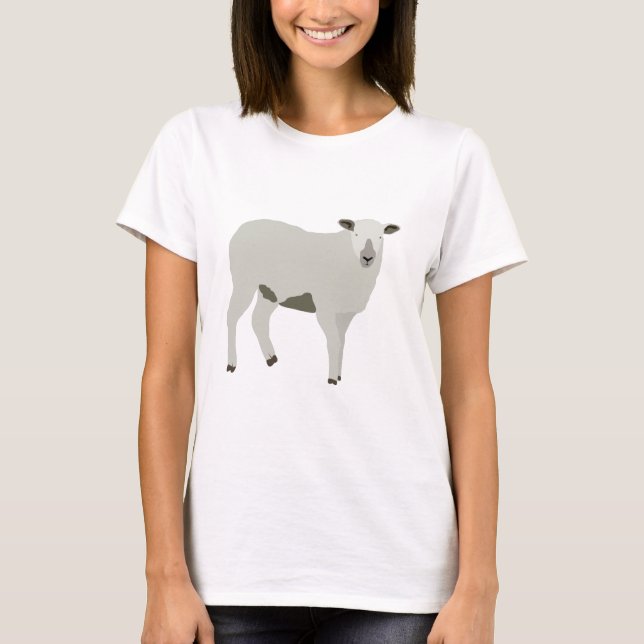 Cute Sheep & Lamb Farm Animal Illustration T-Shirt (Front)