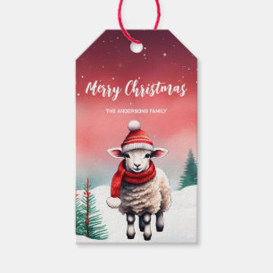 Cute Sheep Lamb Santa Christmas party holiday kid Gift Tags