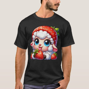 Cute sheep lamb strawberry fruit hat whimsical T-Shirt