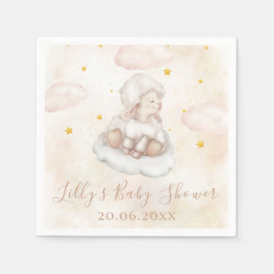 Cute Sheep Little Lamb Pinky Dust star Baby Shower Napkin