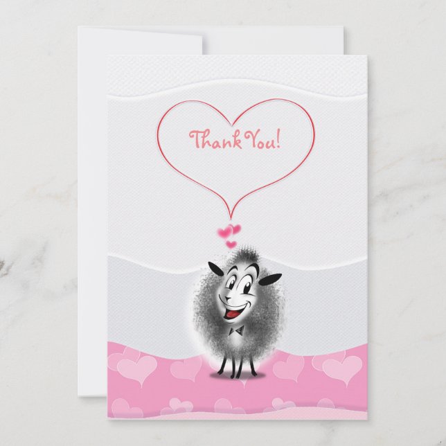 Cute Sheep Paper Art Lovely Thank You Card (Front)