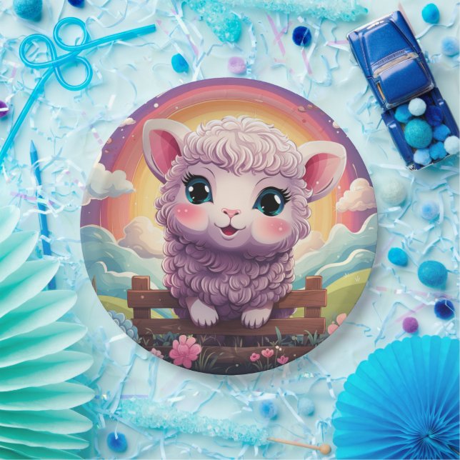 Cute sheep paper plate (Party)