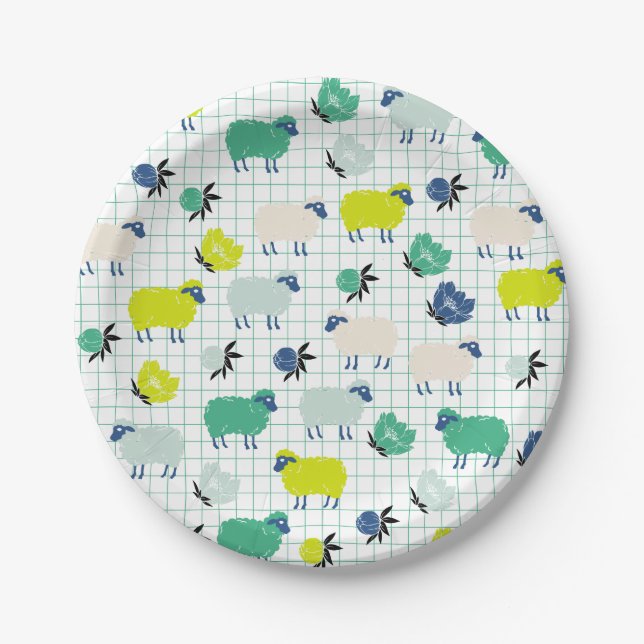 Cute Sheep Paper Plates (Front)