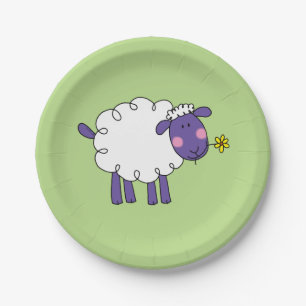 Cute Sheep Party Plate – Hand Drawn Animal  