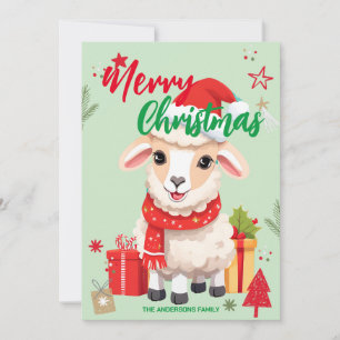 Cute sheep RAM santa Christmas Holiday Family name