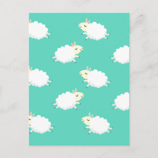 Cute sheep repeating pattern postcard