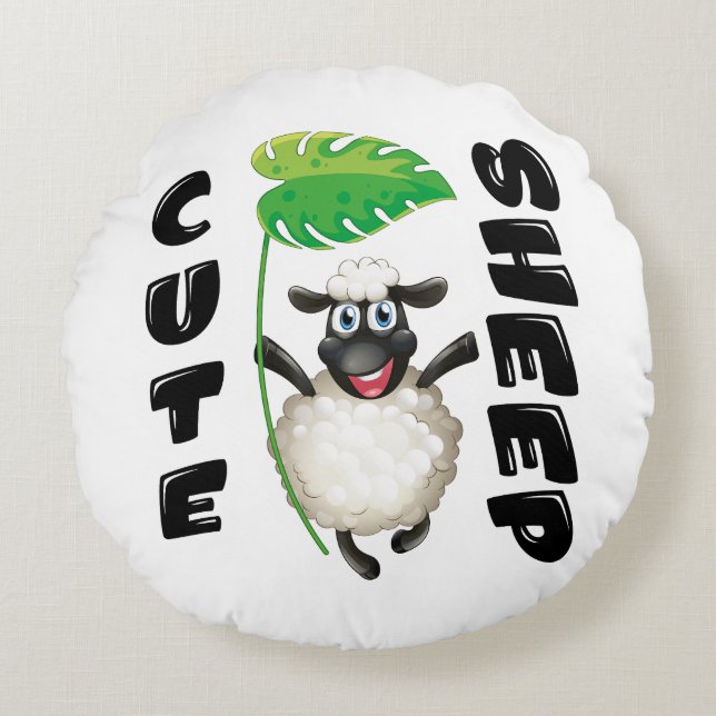 CUTE SHEEP ROUND PILLOW (Front)