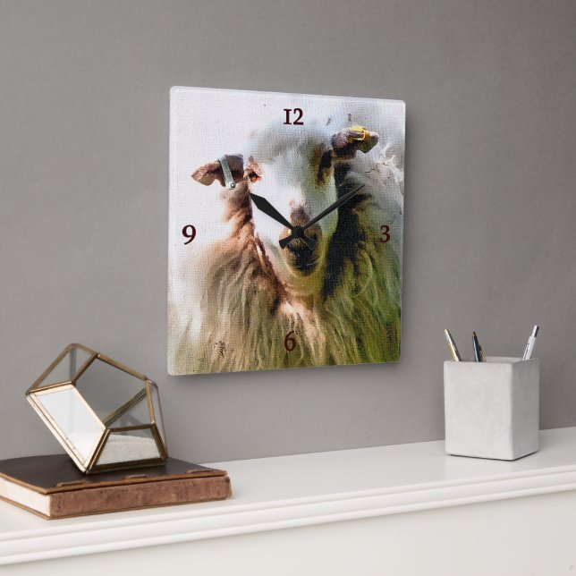 CUTE SHEEP SQUARE WALL CLOCK (Office)